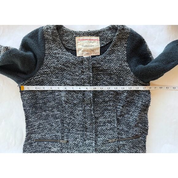 Anthropologie Cartonnier Glimmered Tweed Snap Front Jacket in Gray & Black Sz M - Picture 12 of 13